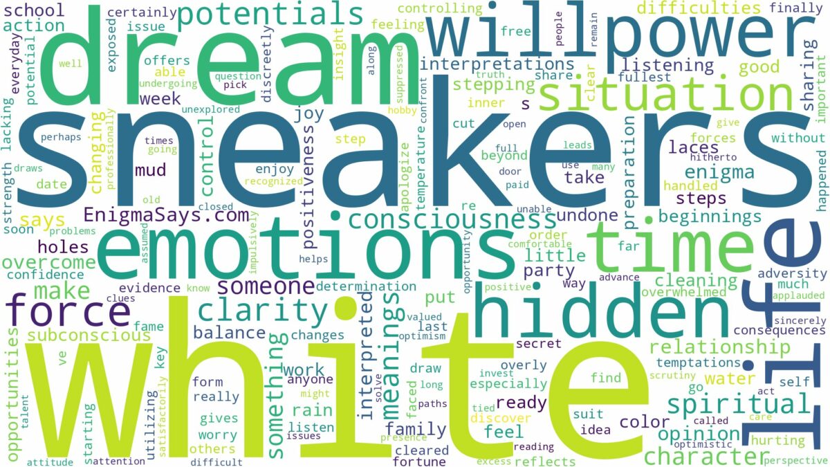 dream about white sneakers and related dreams with their meanings in a word cloud