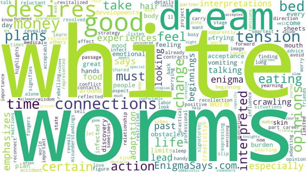 dream about white worms and related dreams with their meanings in a word cloud