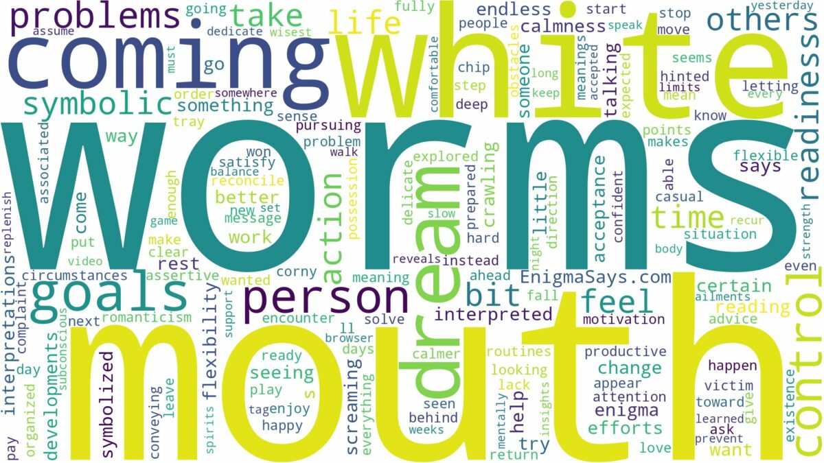 dreaming about white worms coming out of mouth and related dreams with their meanings in a word cloud