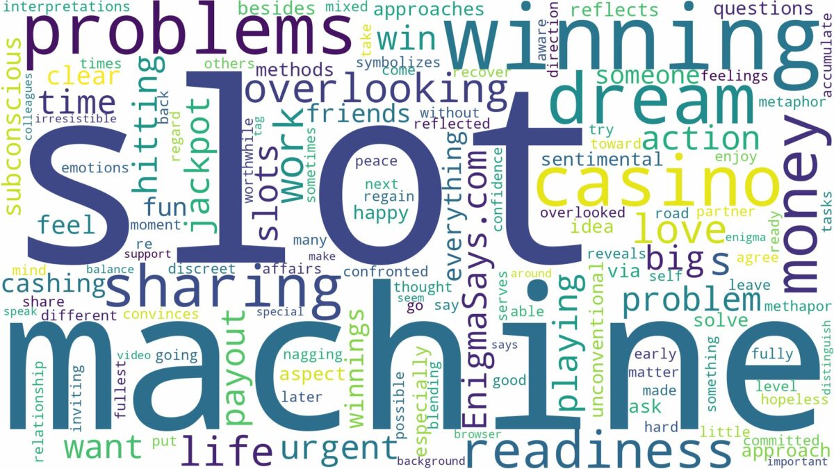 dreaming of winning money slot machine and related dreams with their meanings in a word cloud