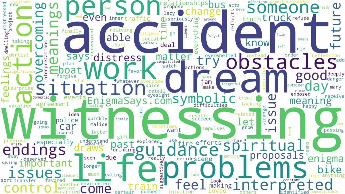 dream of witnessing accident and related dreams with their meanings in a word cloud