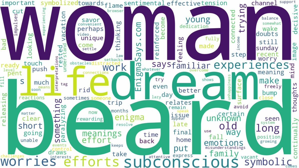 dream about woman with beard and related dreams with their meanings in a word cloud