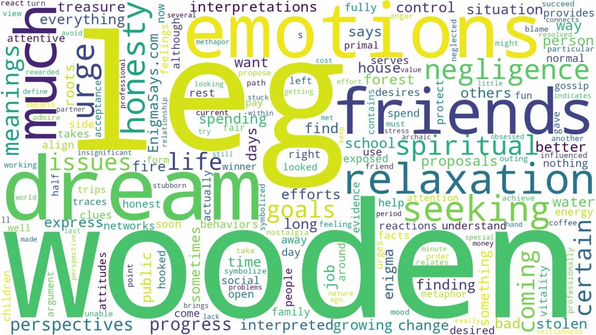 dream about wooden leg and related dreams with their meanings in a word cloud