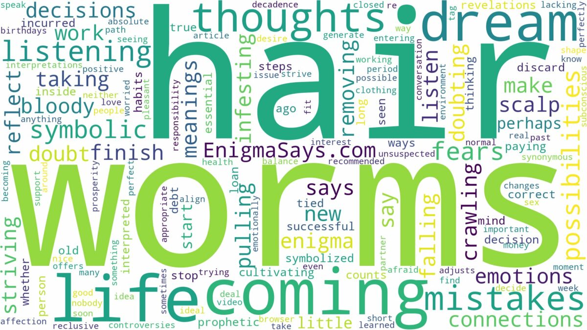 dreams about worms coming out of hair and related dreams with their meanings in a word cloud