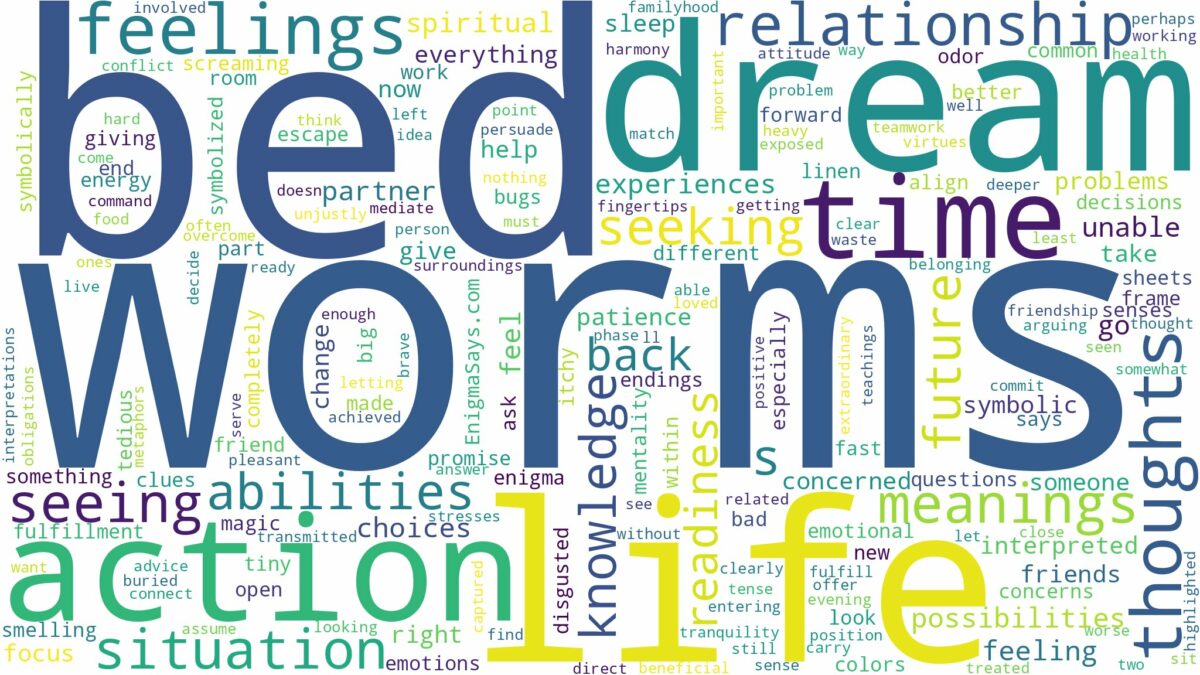 dreams about worms in bed and related dreams with their meanings in a word cloud