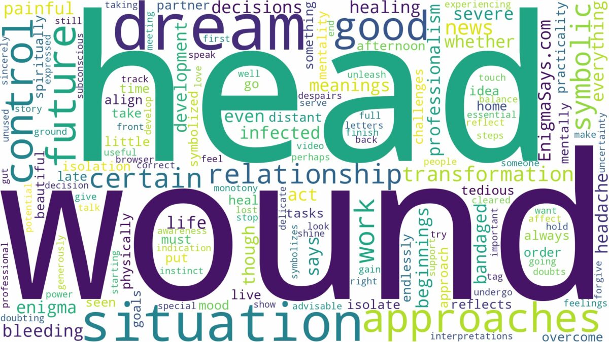 dream about wound on head and related dreams with their meanings in a word cloud