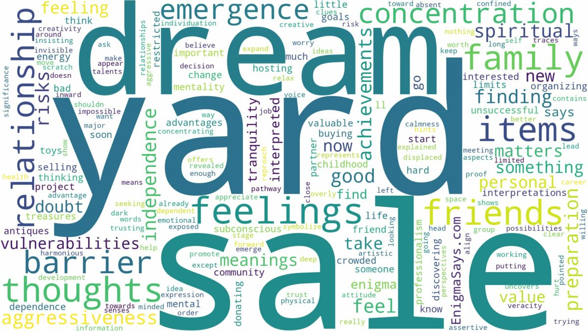 dream about yard sale and related dreams with their meanings in a word cloud