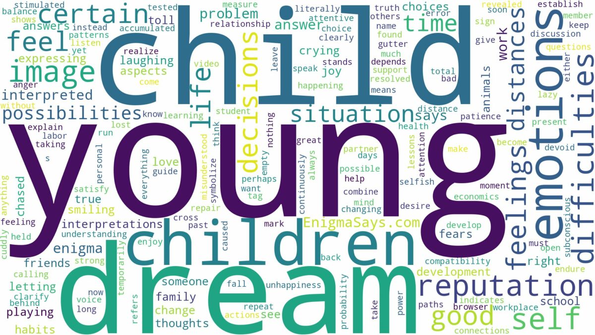 dream about young child and related dreams with their meanings in a word cloud