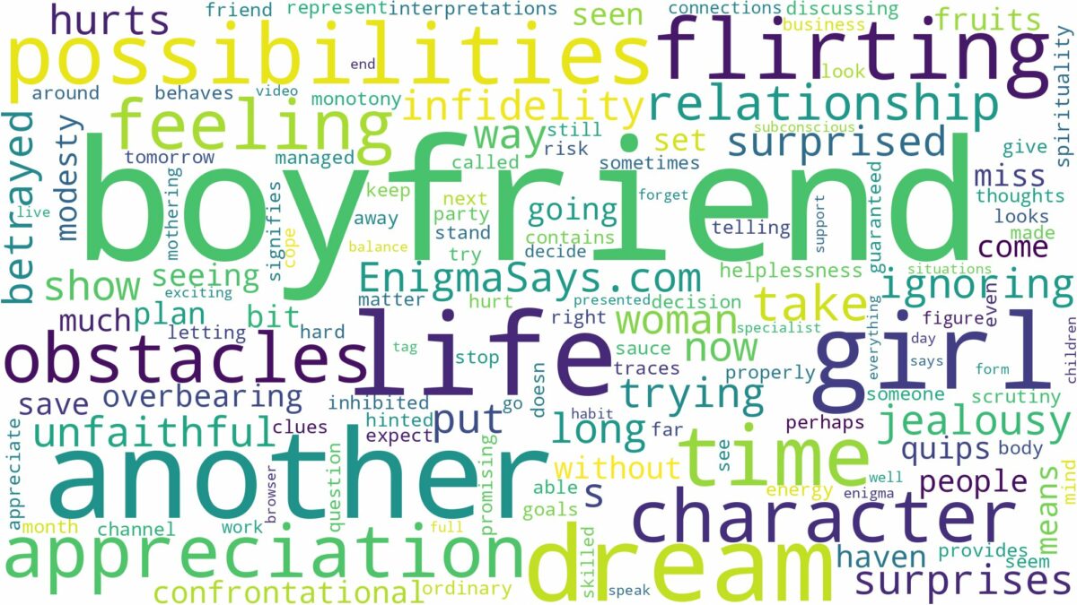 dreaming about your boyfriend flirting with another girl and related dreams with their meanings in a word cloud