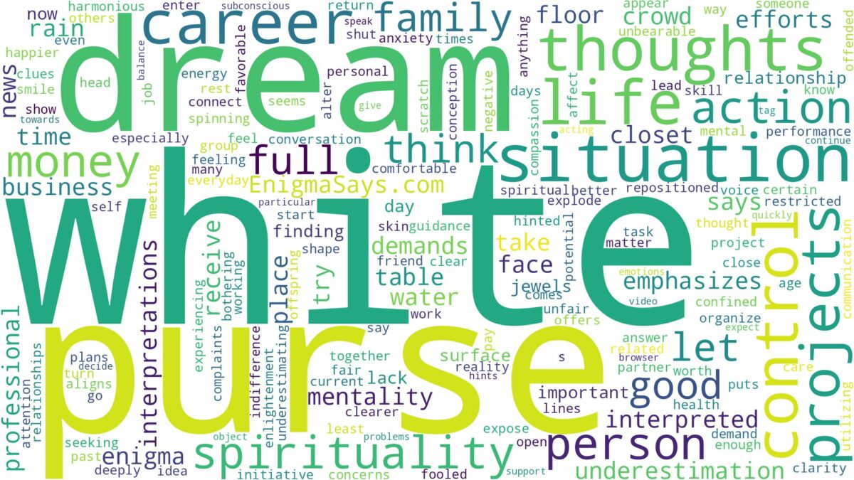 dream about a white purse and related dreams with their meanings in a word cloud