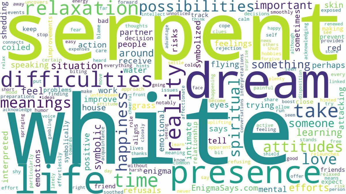 dream about a white serpent and related dreams with their meanings in a word cloud