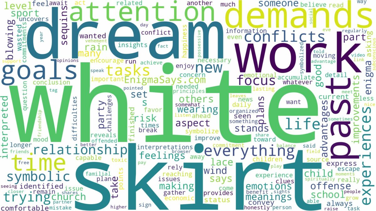 dream about a white skirt and related dreams with their meanings in a word cloud