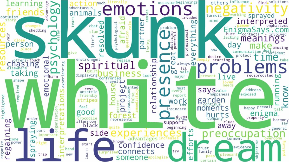 dream about a white skunk and related dreams with their meanings in a word cloud