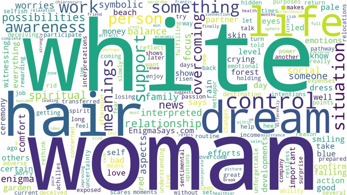 dream about a woman with white hair and related dreams with their meanings in a word cloud