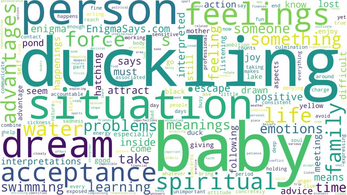 dreaming of a baby duckling and related dreams with their meanings in a word cloud