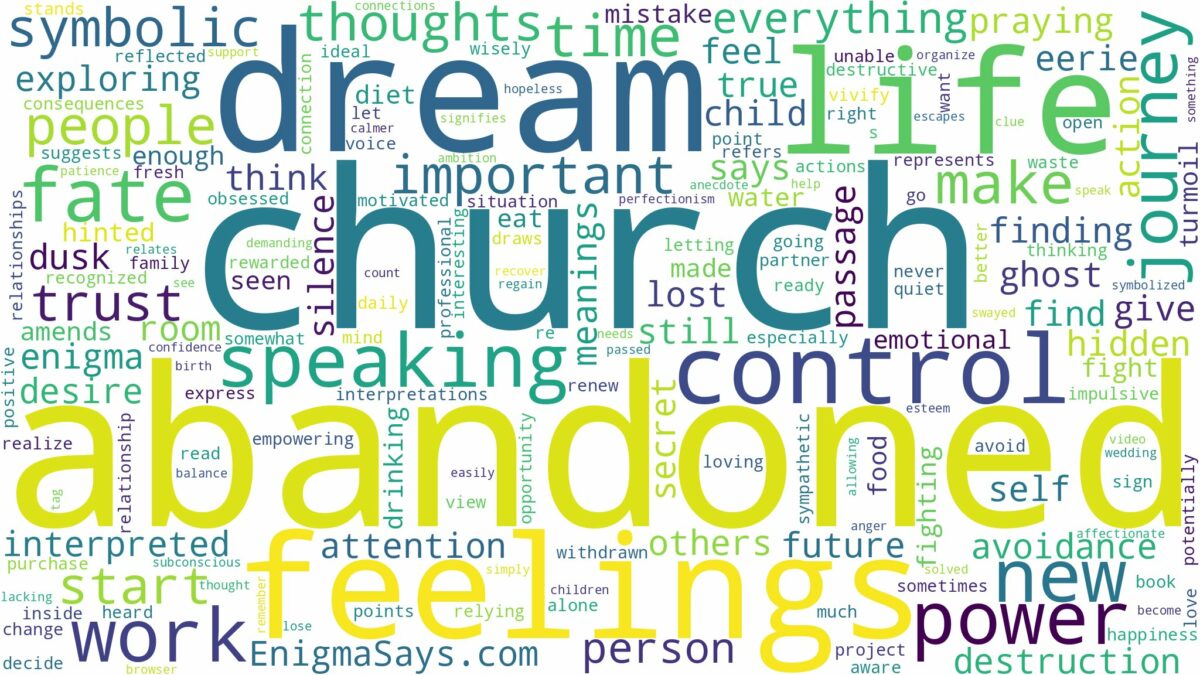 dream about abandoned church and related dreams with their meanings in a word cloud