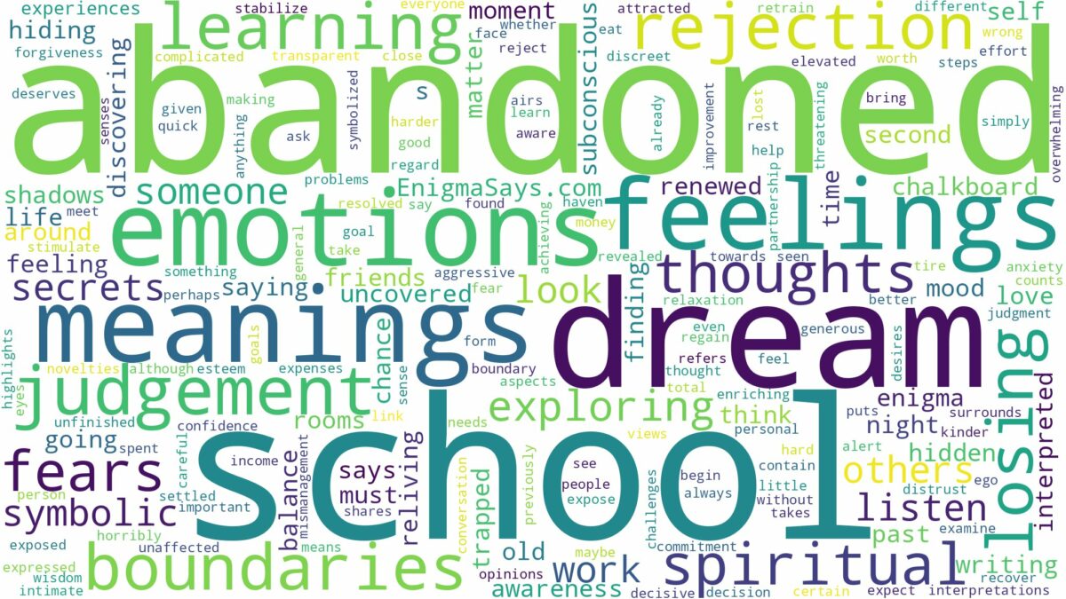 dream about abandoned school and related dreams with their meanings in a word cloud