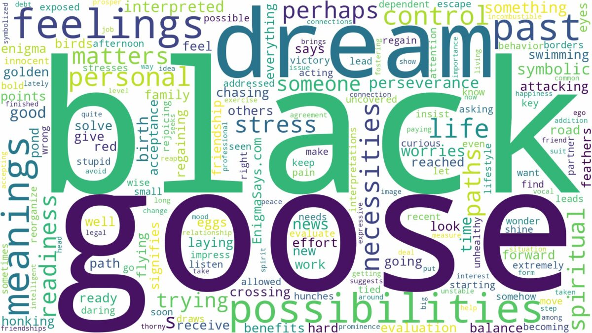 dream about a black goose and related dreams with their meanings in a word cloud