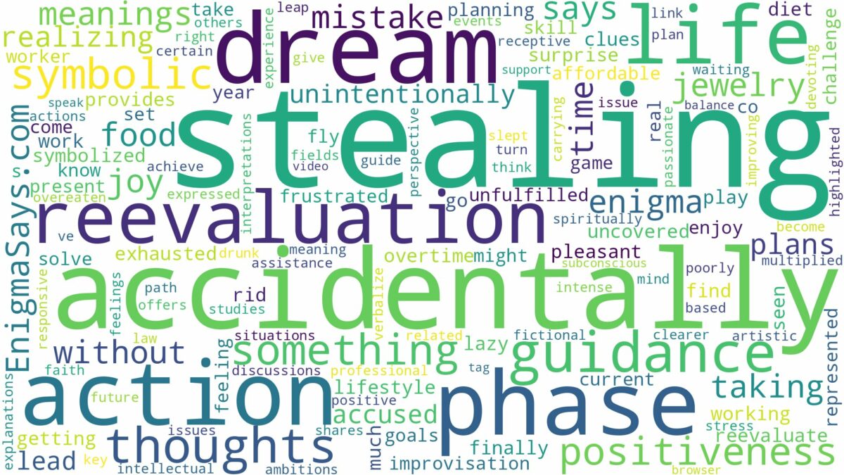 dreaming of accidentally stealing and related dreams with their meanings in a word cloud