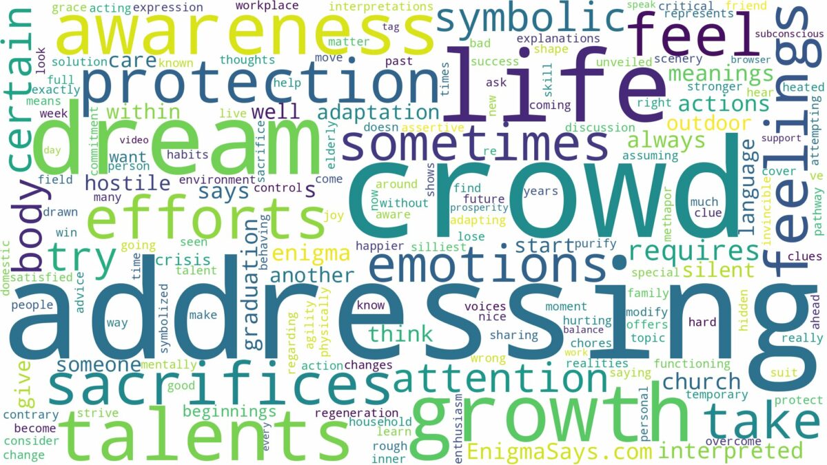 dream of addressing a crowd and related dreams with their meanings in a word cloud