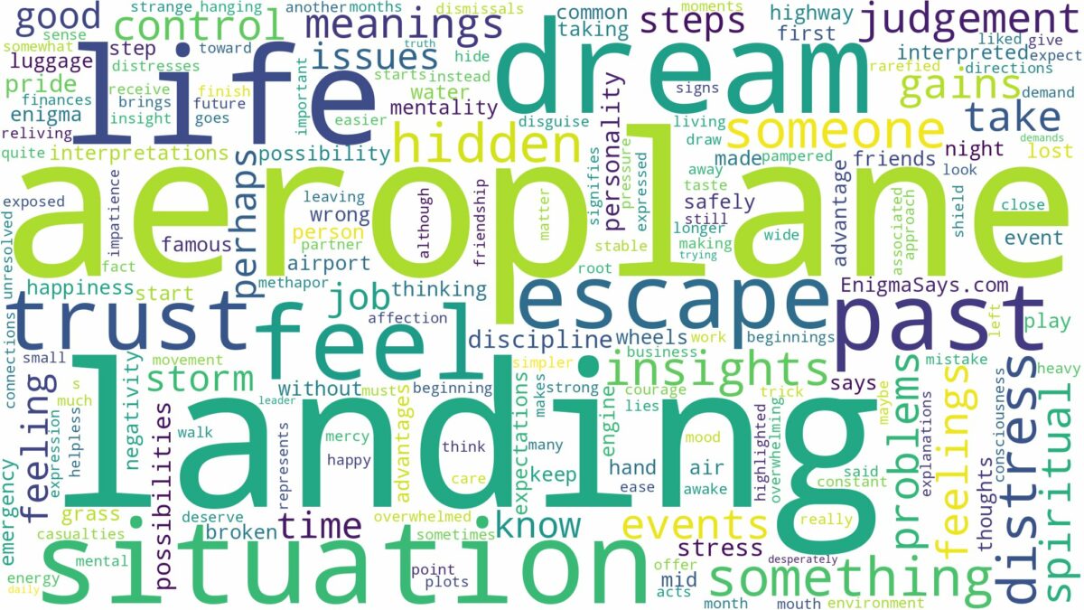 dreaming of aeroplane landing and related dreams with their meanings in a word cloud