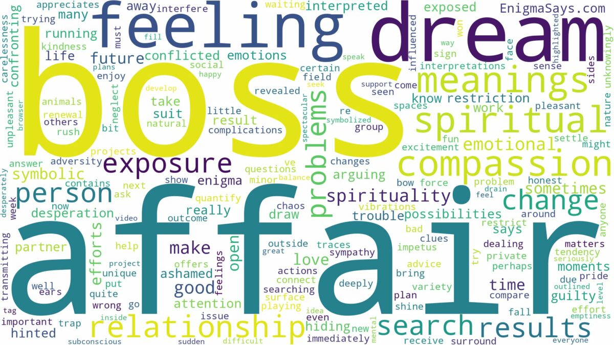 dream about affair with boss and related dreams with their meanings in a word cloud