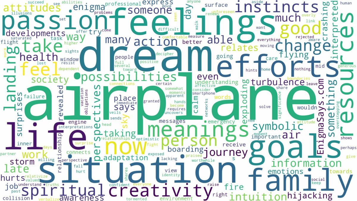 dream about airplane and related dreams with their meanings in a word cloud