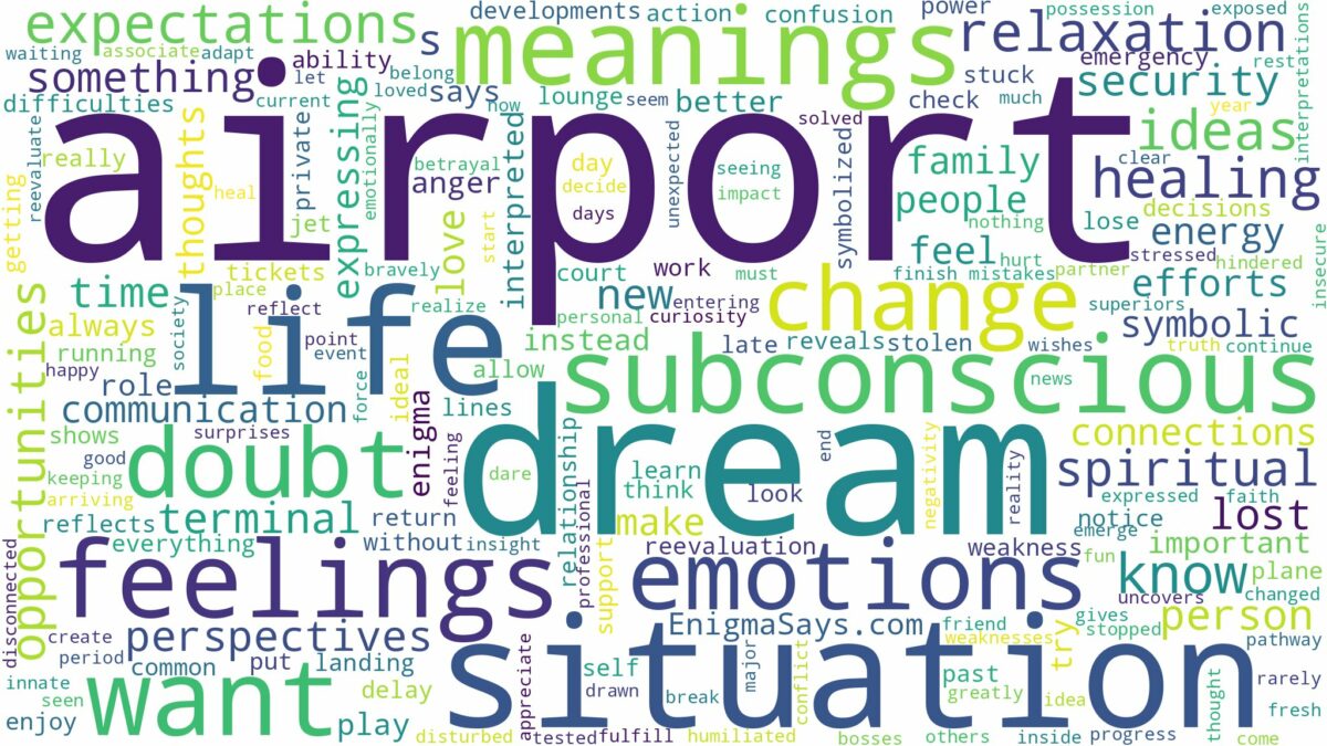 dream about airport and related dreams with their meanings in a word cloud