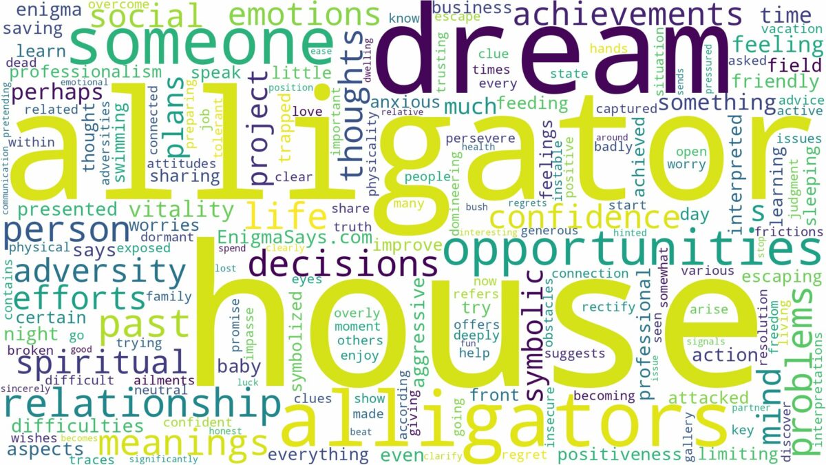 dream about alligator in house and related dreams with their meanings in a word cloud