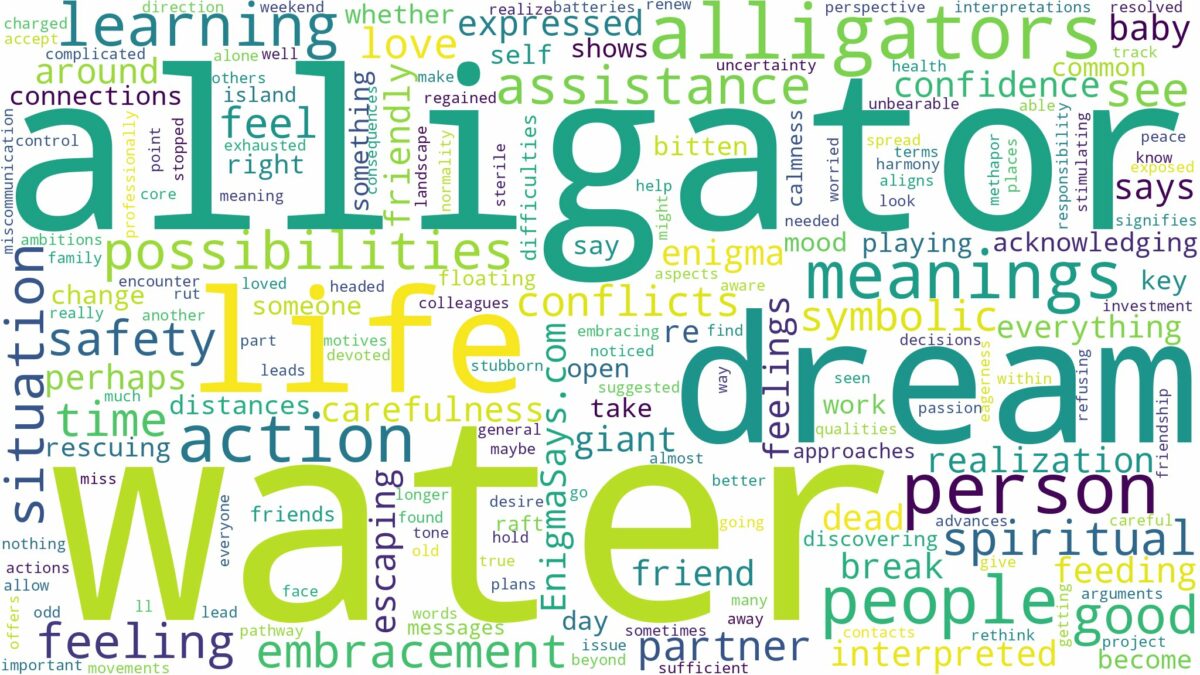 dream about alligator in water and related dreams with their meanings in a word cloud