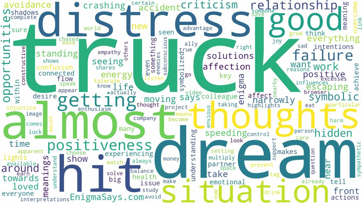 dreaming about almost getting hit by a truck and related dreams with their meanings in a word cloud