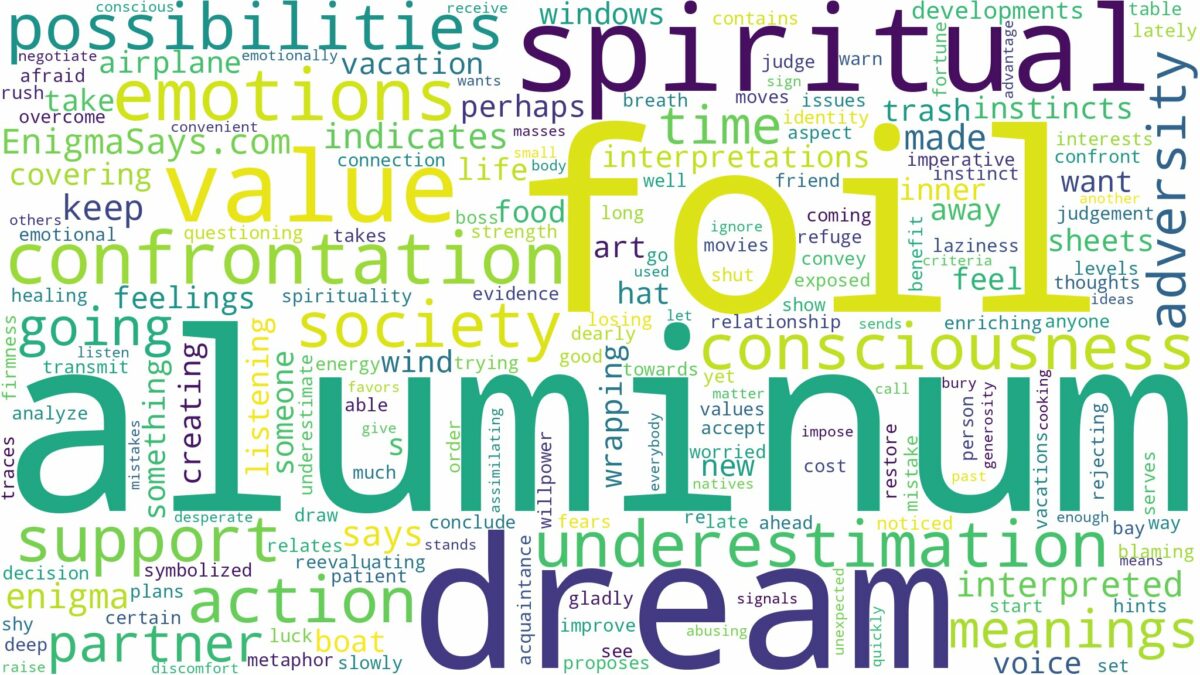 dream about aluminum foil and related dreams with their meanings in a word cloud