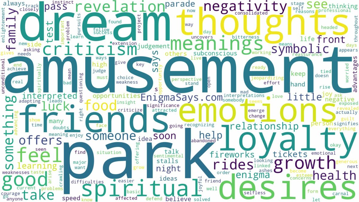 dream about amusement park and related dreams with their meanings in a word cloud