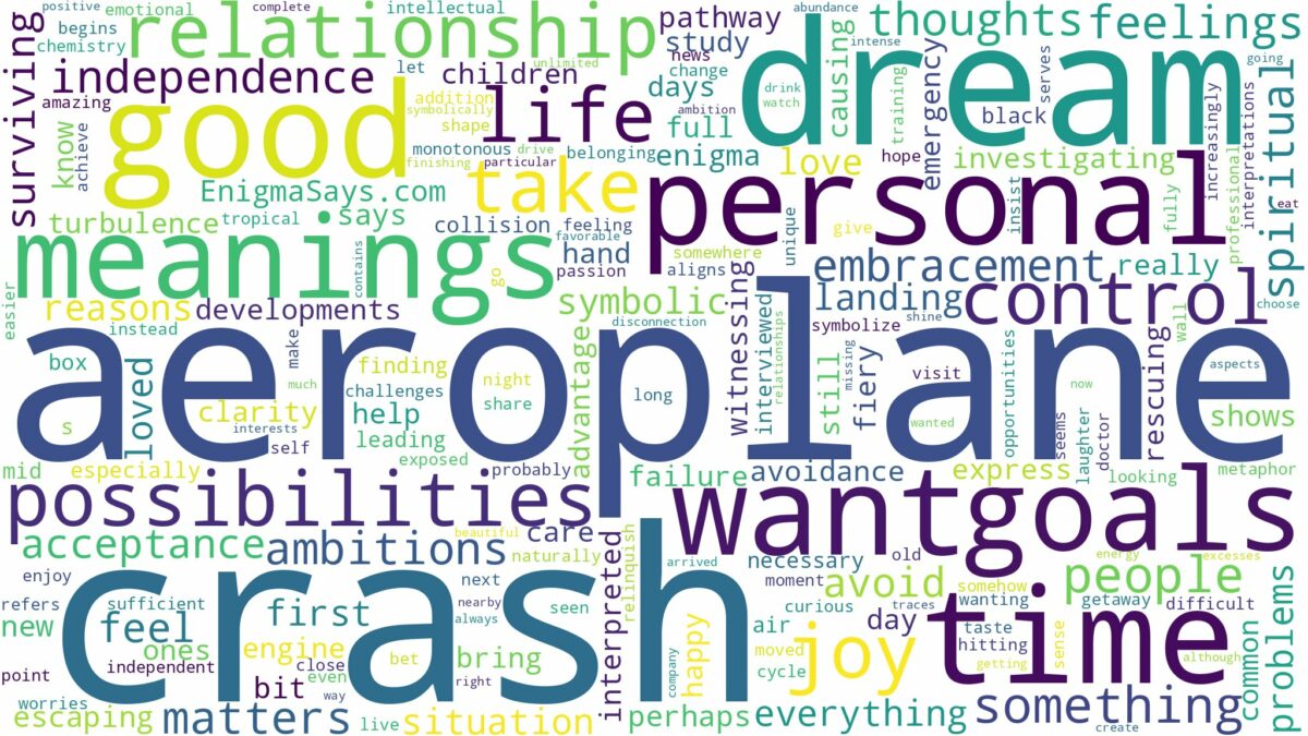 dream about an aeroplane crash and related dreams with their meanings in a word cloud