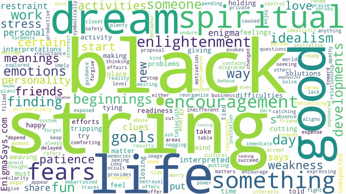 dreaming of a black string and related dreams with their meanings in a word cloud