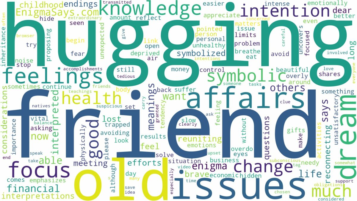 dreaming about an old friend hugging you and related dreams with their meanings in a word cloud