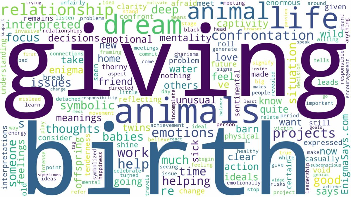 dreaming about animal giving birth and related dreams with their meanings in a word cloud