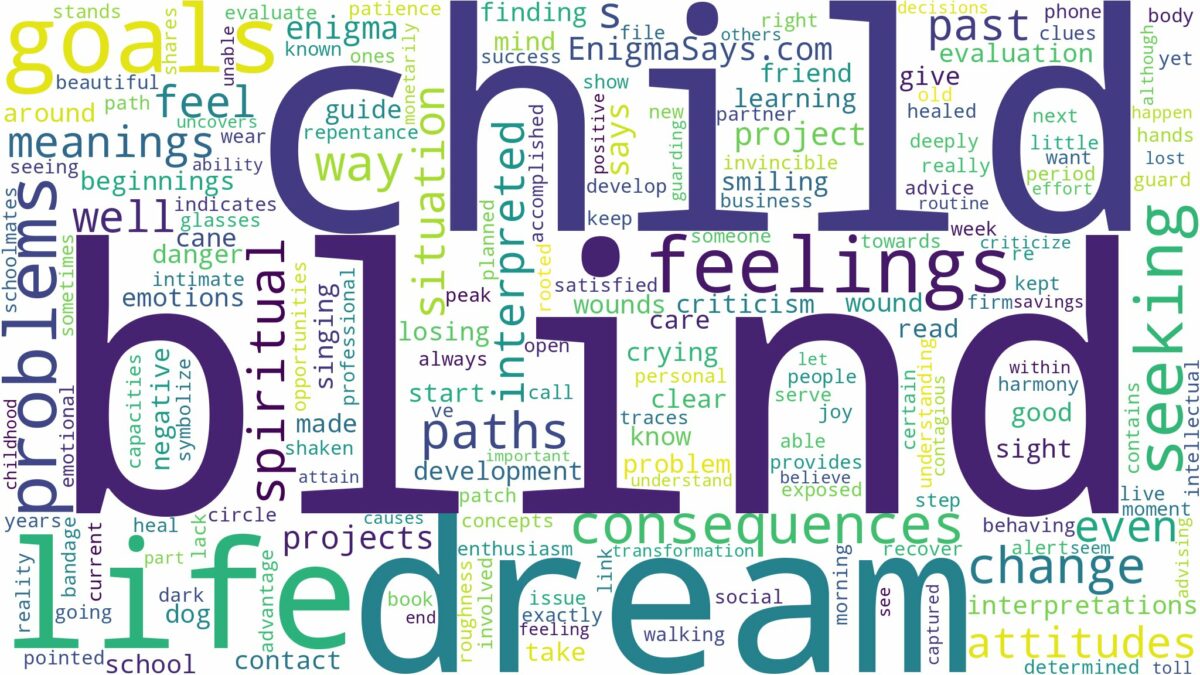 dream about a blind child and related dreams with their meanings in a word cloud