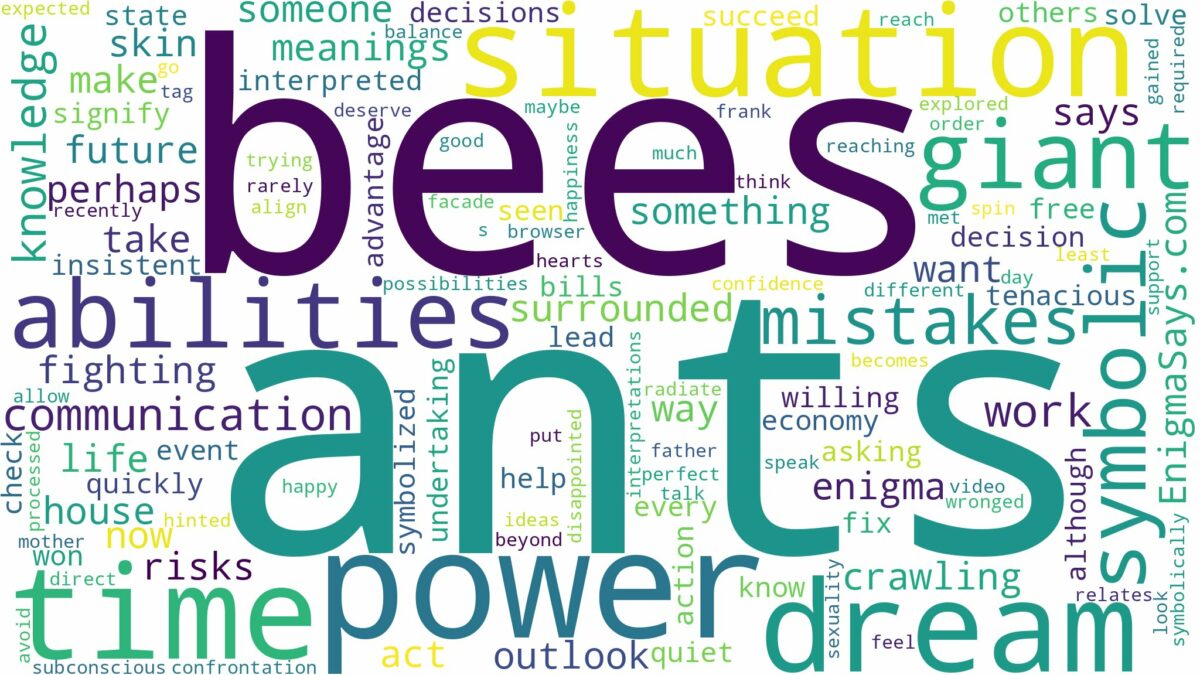 dreams about ants and bees and related dreams with their meanings in a word cloud