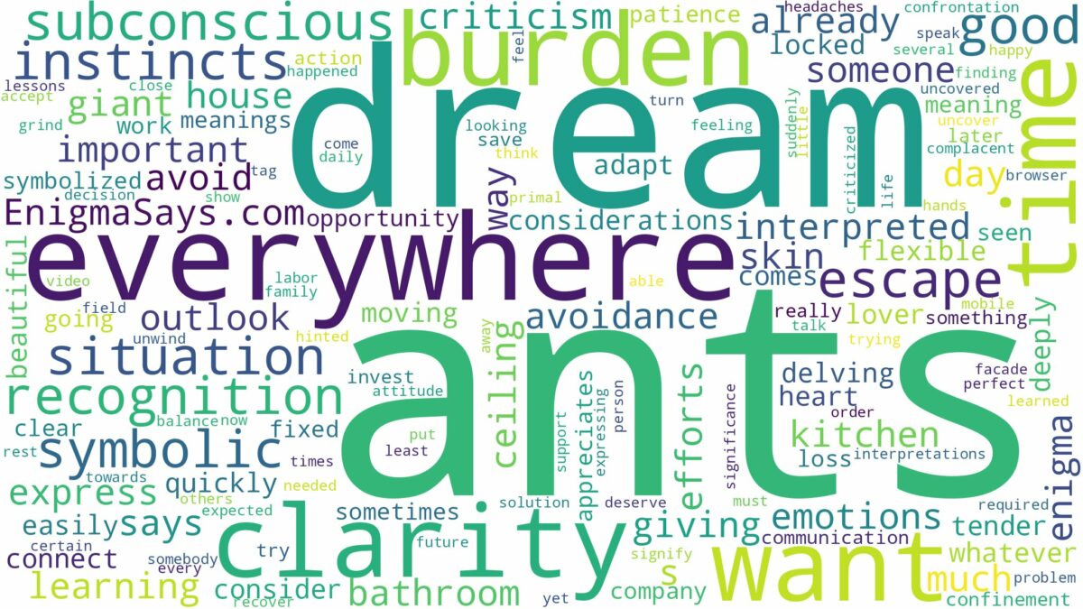 dreams about ants everywhere and related dreams with their meanings in a word cloud