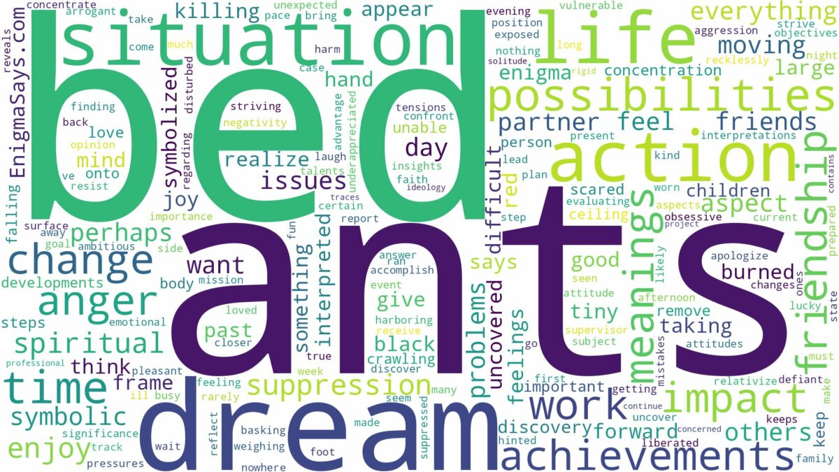 dreams about ants in bed and related dreams with their meanings in a word cloud