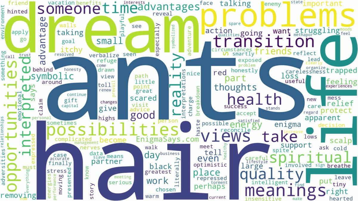 dreams about ants in hair and related dreams with their meanings in a word cloud