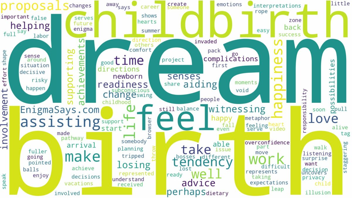 dream of assisting a birth and related dreams with their meanings in a word cloud