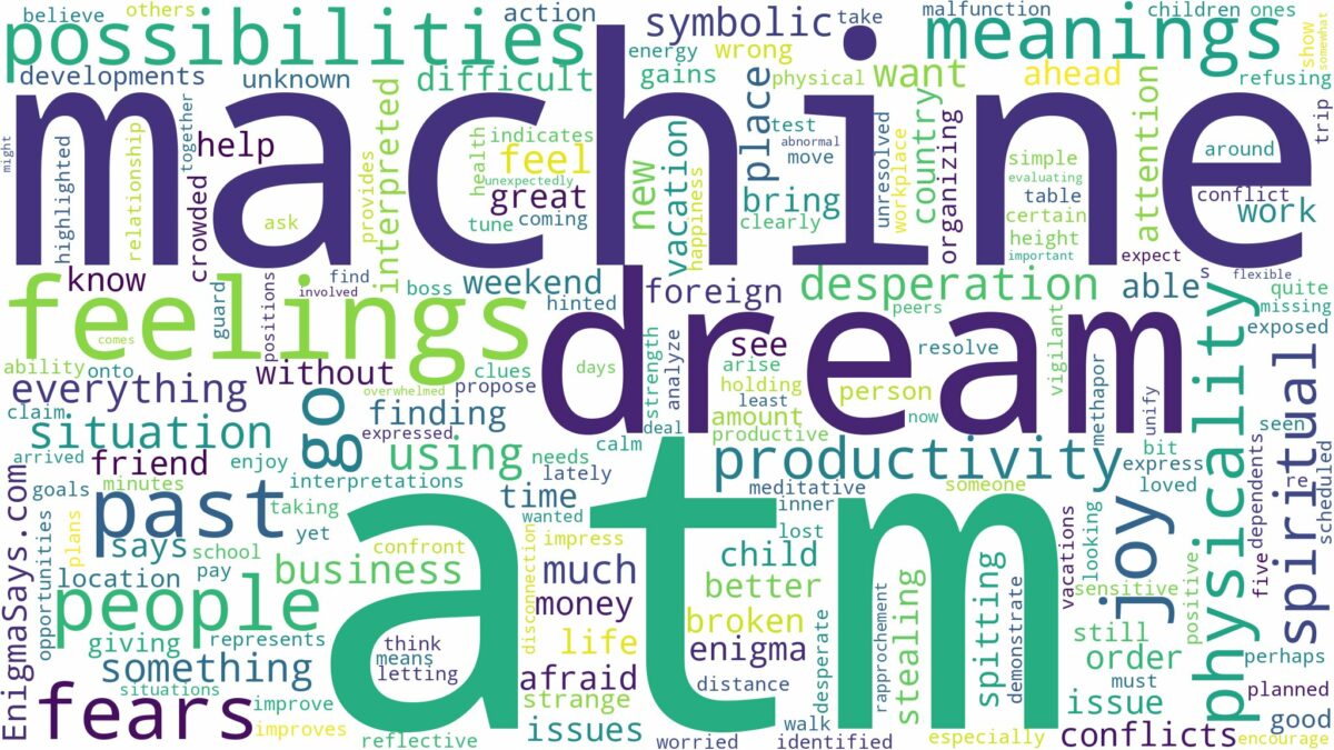 dream about atm machine and related dreams with their meanings in a word cloud