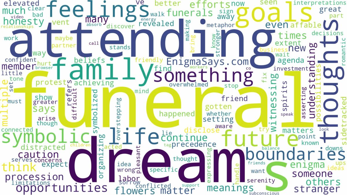 dream of attending funeral and related dreams with their meanings in a word cloud