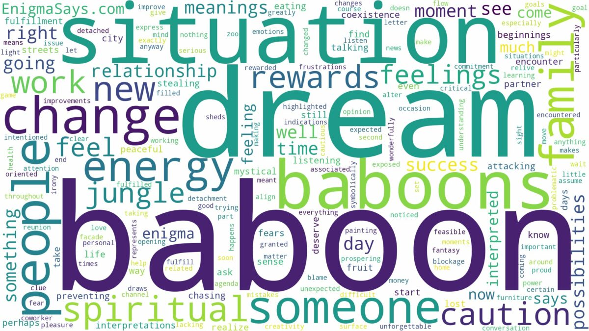 dream about baboon and related dreams with their meanings in a word cloud