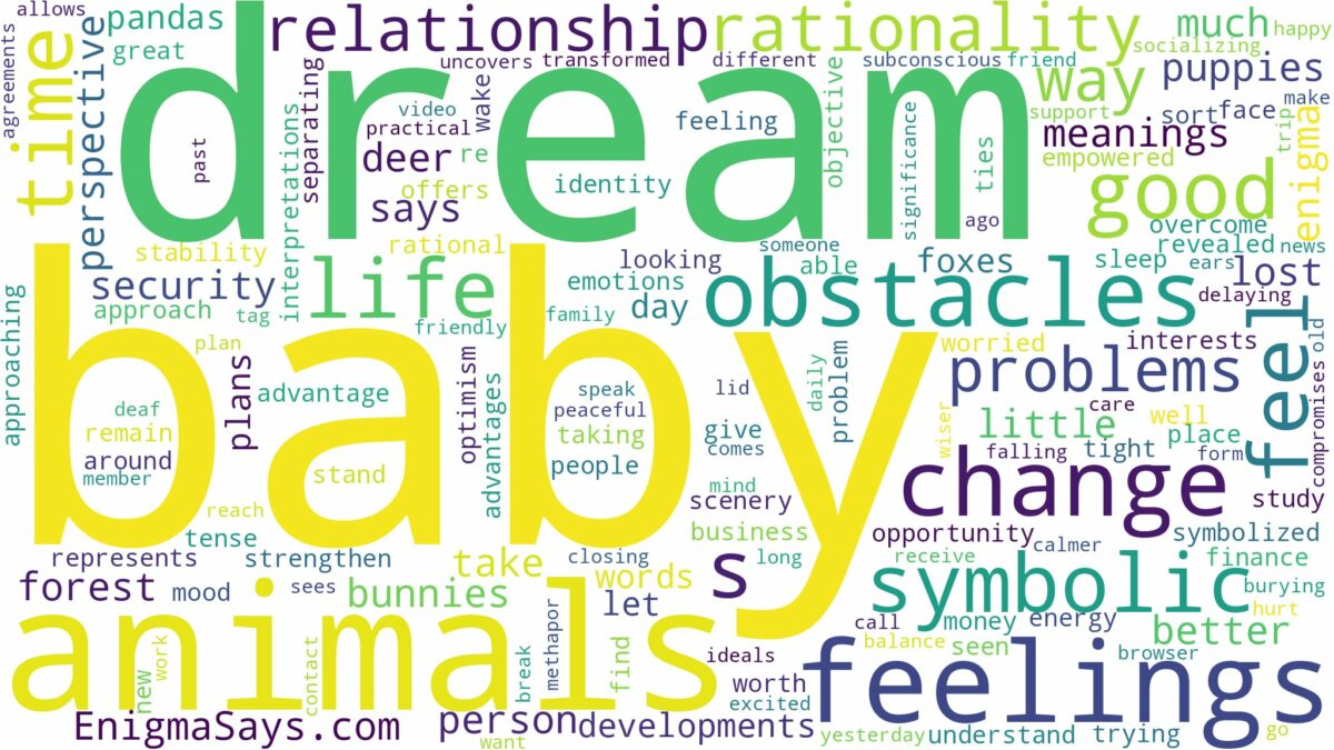 dream about baby animals and related dreams with their meanings in a word cloud