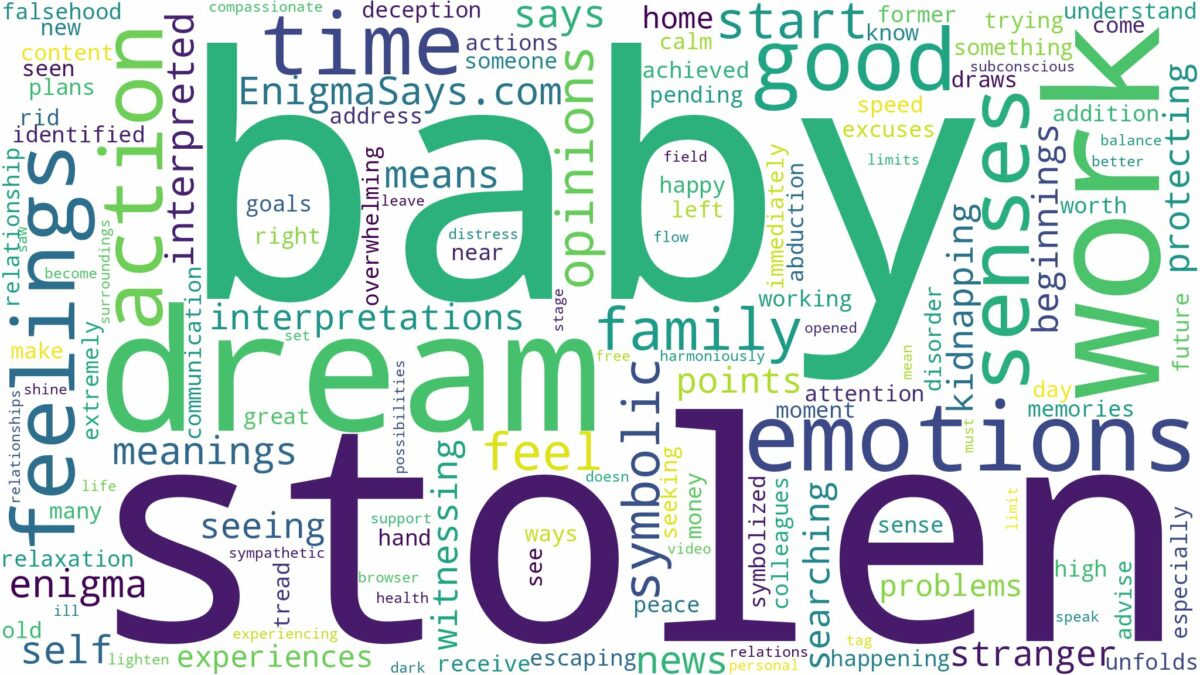 dreaming about baby being stolen and related dreams with their meanings in a word cloud