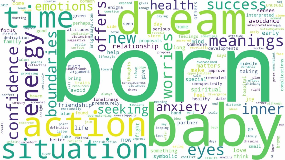 dream about baby born and related dreams with their meanings in a word cloud