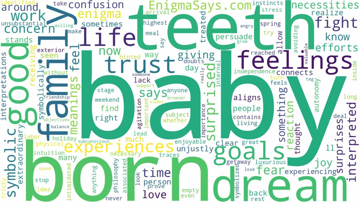 dream about baby born with teeth and related dreams with their meanings in a word cloud